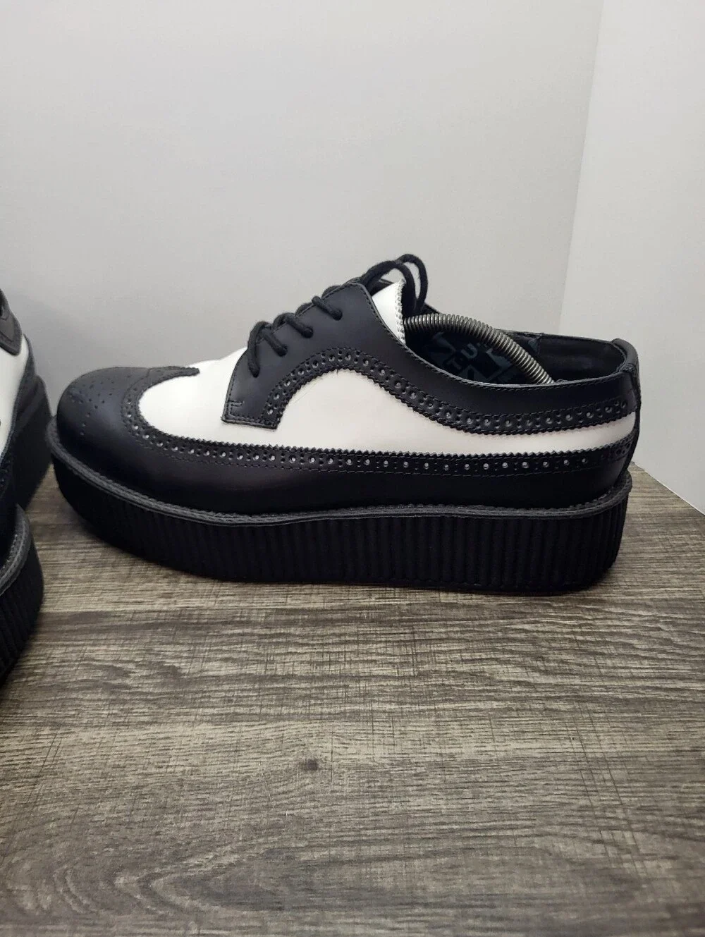 Tuk Creepers Gothic Rockabilly Black White Wingtip Leather Punk Shoes Mens Sz 13